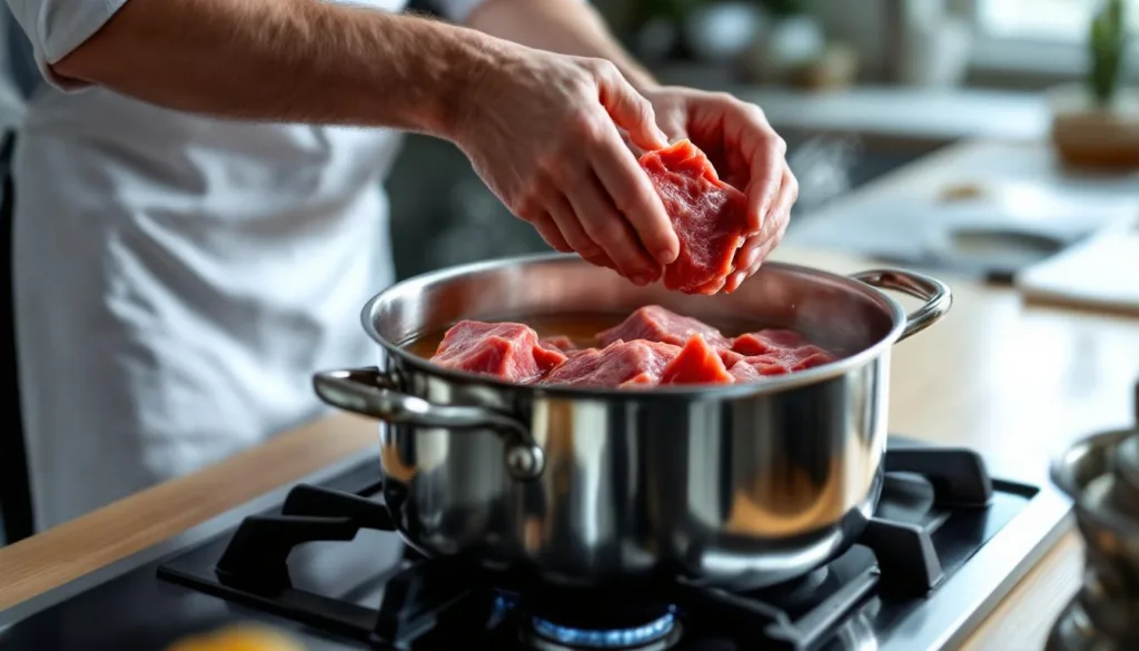 ein erfahrener koch zeigt dir, wie du fleisch schnell und einfach mit nur einem topf auftauen kannst – zeitsparend und unkompliziert.