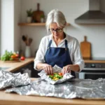 eine lifestyle-expertin zeigt, wie alufolie im haushalt vielseitig eingesetzt wird und überraschende vorteile bietet.