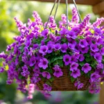 entdecke, warum ein hängender korb mit violetten dauerblühern dein gartenhighlight sein sollte – lange blütezeit und bezaubernde farben sichern dir ein blühendes paradies.
