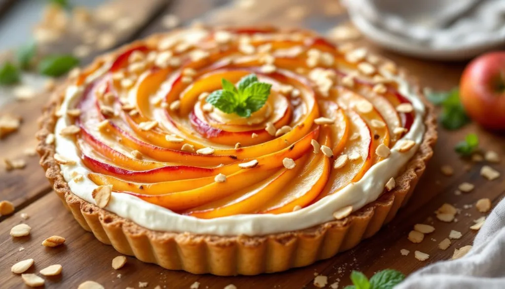 entdecke, wie die kombination aus cremiger quarkcreme und knusprigen mandelblättchen deine apfeltarte zu einem unvergesslichen genuss macht.